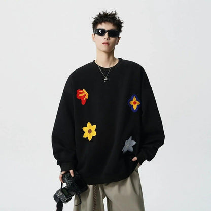 Floral & Butterfly Embroidered Crewneck