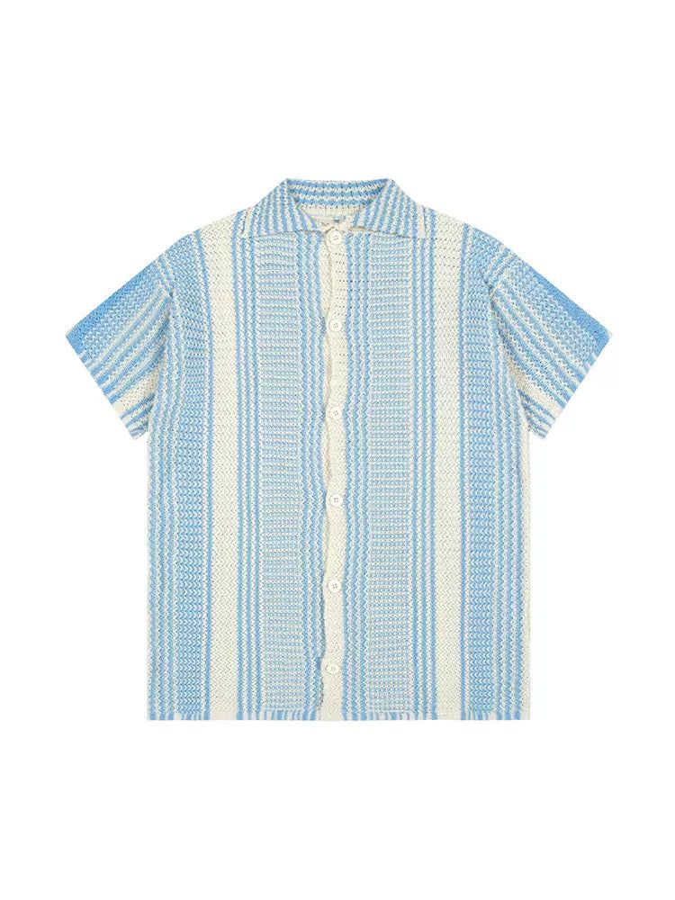 Stripes Crochet Short Sleeve Shirt