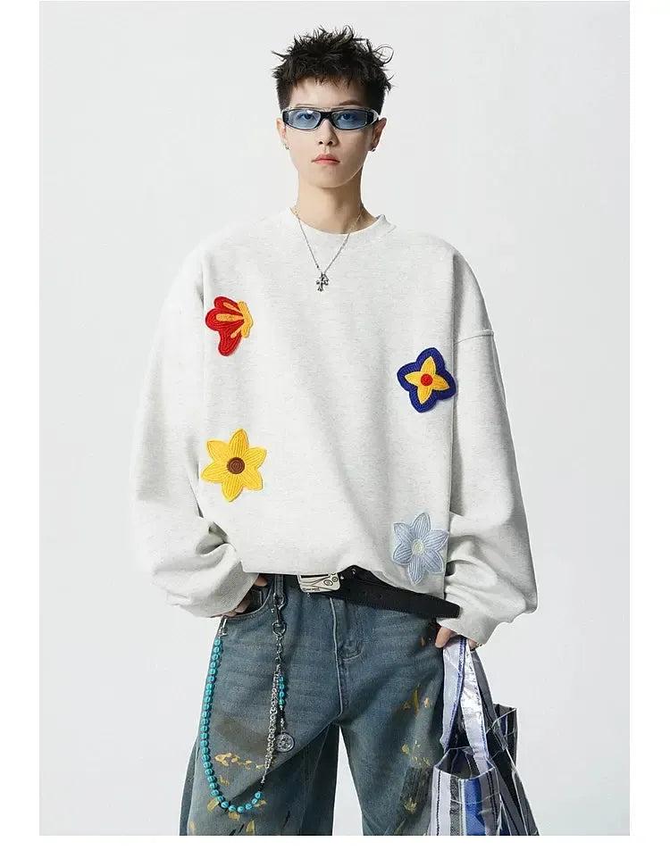 Floral & Butterfly Embroidered Crewneck