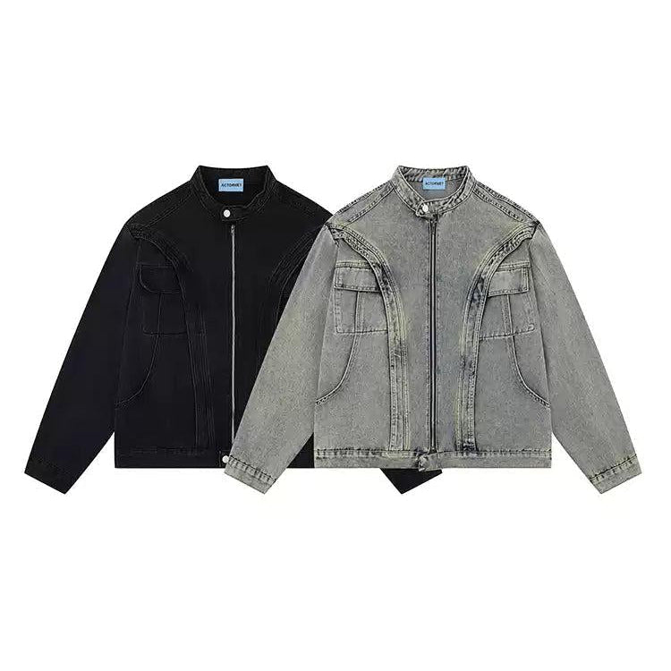 Washed Cut Structured Short Denim Jacket