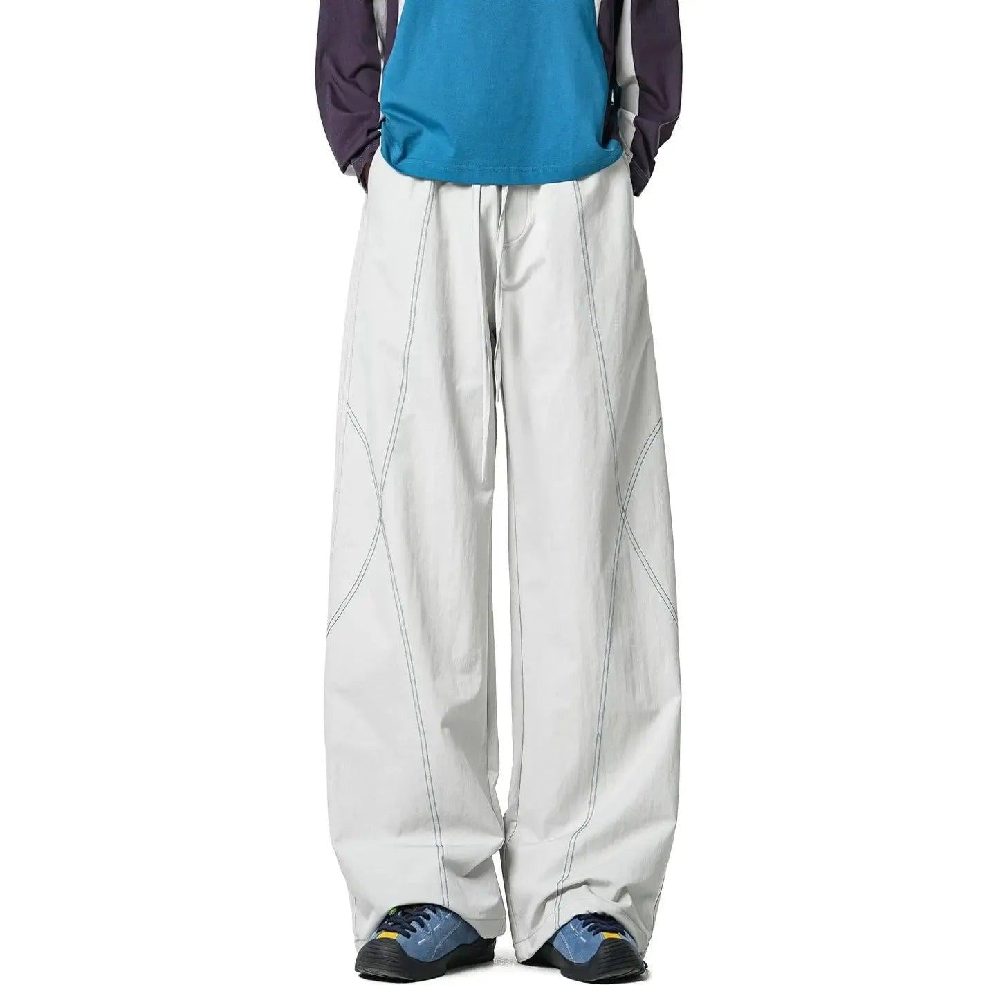 Contrast Stitched Wide Leg Pants