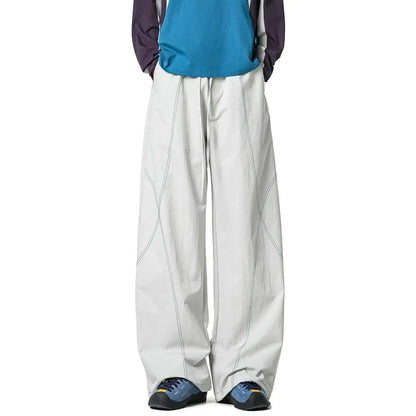 Contrast Stitched Wide Leg Pants