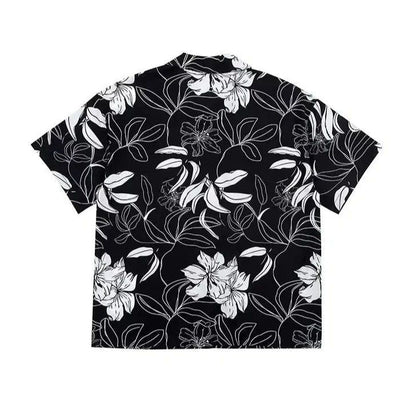 Leaf & Flowery Print Short Sleeve Shirt