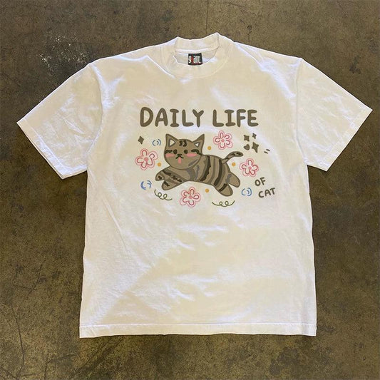Vintage Cat Daily Life T-Shirt