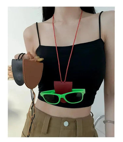 PU Leather Glass Holder Necklace