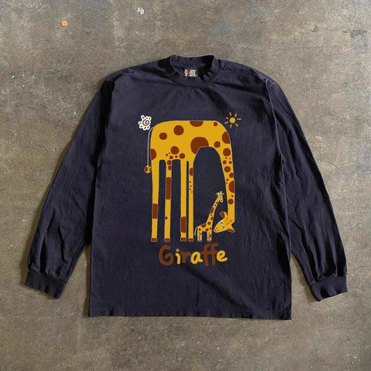 Vintage Giraffe Long Sleeve T-Shirt