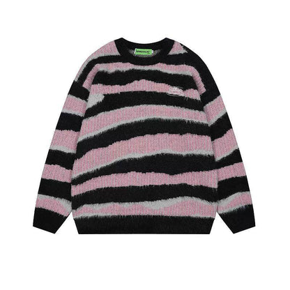 Irregular Contrast Striped Sweater