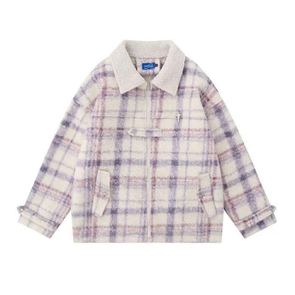 Fuzzy Checked Pattern Jacket