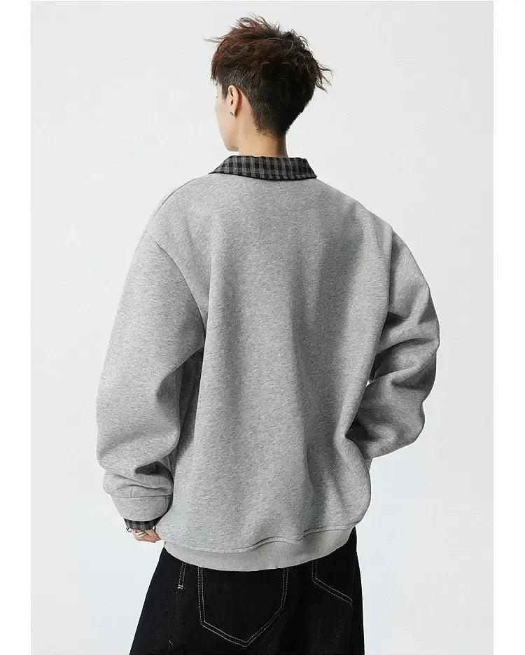 Spliced Plaid Collar & Cuff Polo