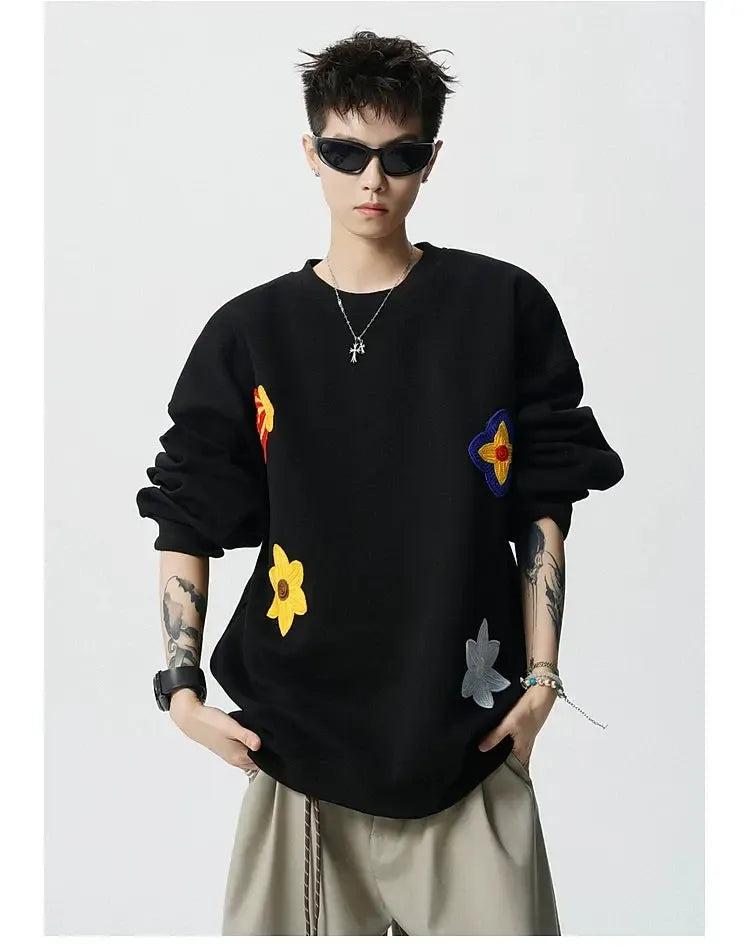 Floral & Butterfly Embroidered Crewneck