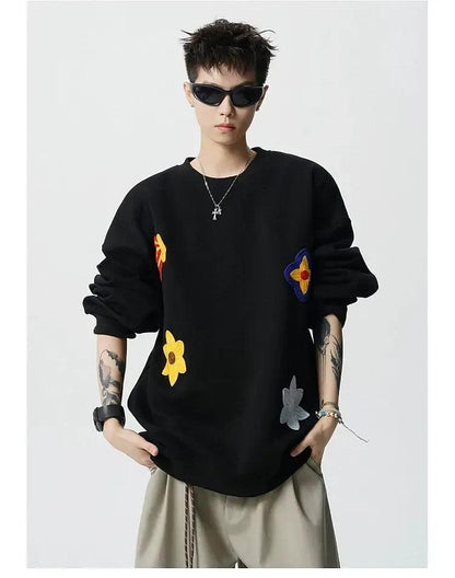 Floral & Butterfly Embroidered Crewneck