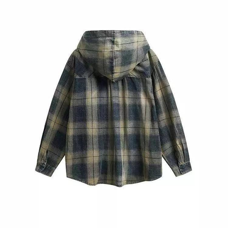 Plaid Hooded Shirt