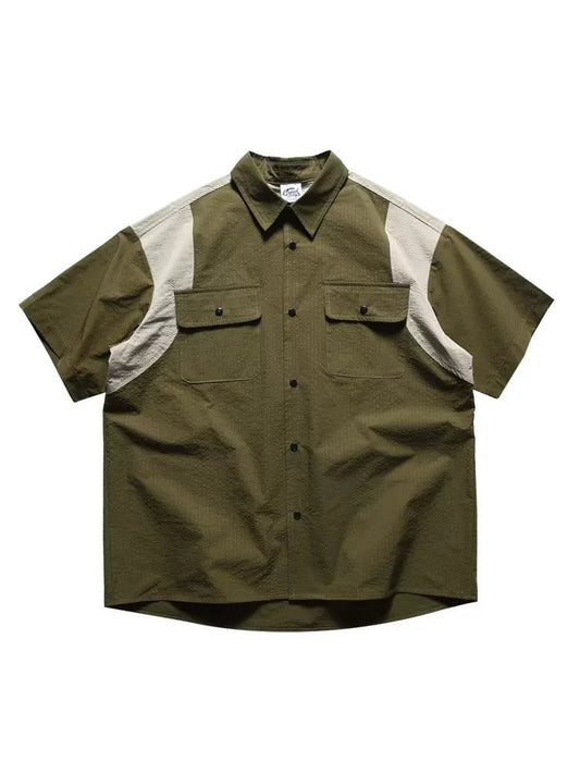 Flap Pocket Contrast Short Sleeve Shirt