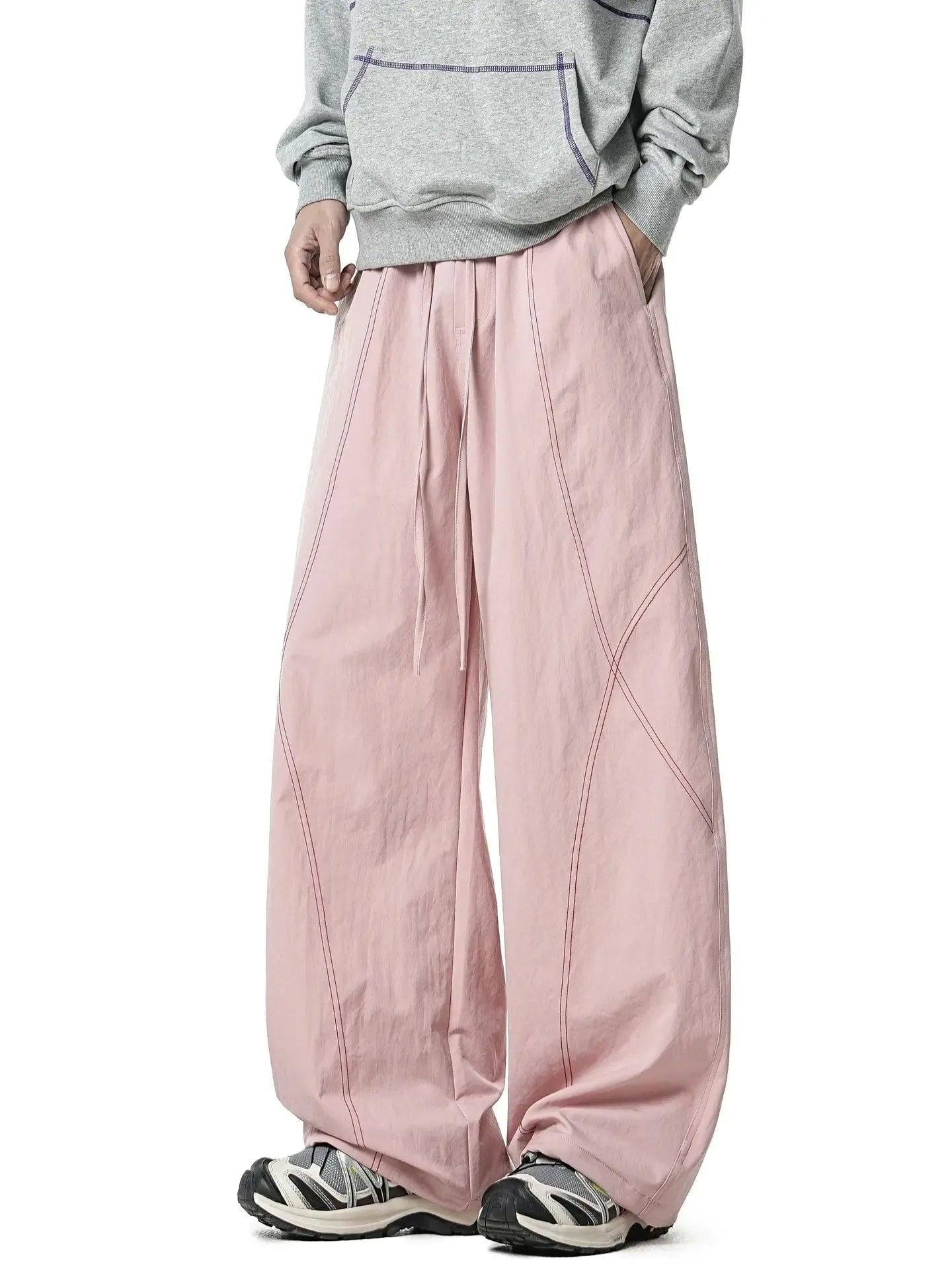 Contrast Stitched Wide Leg Pants