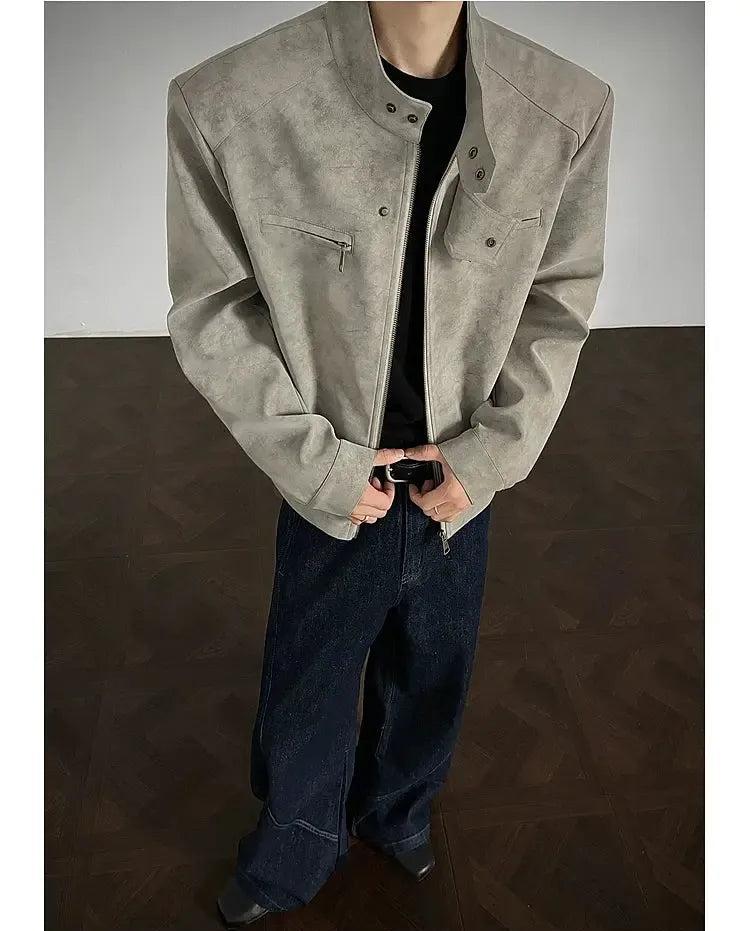 Zip Pocket Moto Micro Suede Jacket