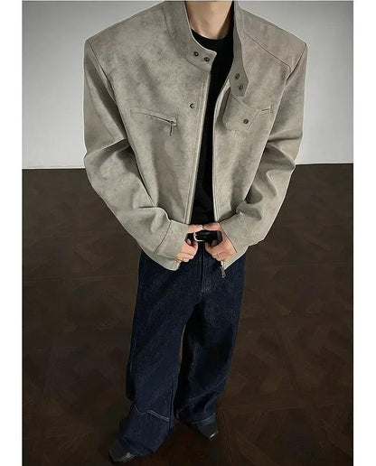Zip Pocket Moto Micro Suede Jacket