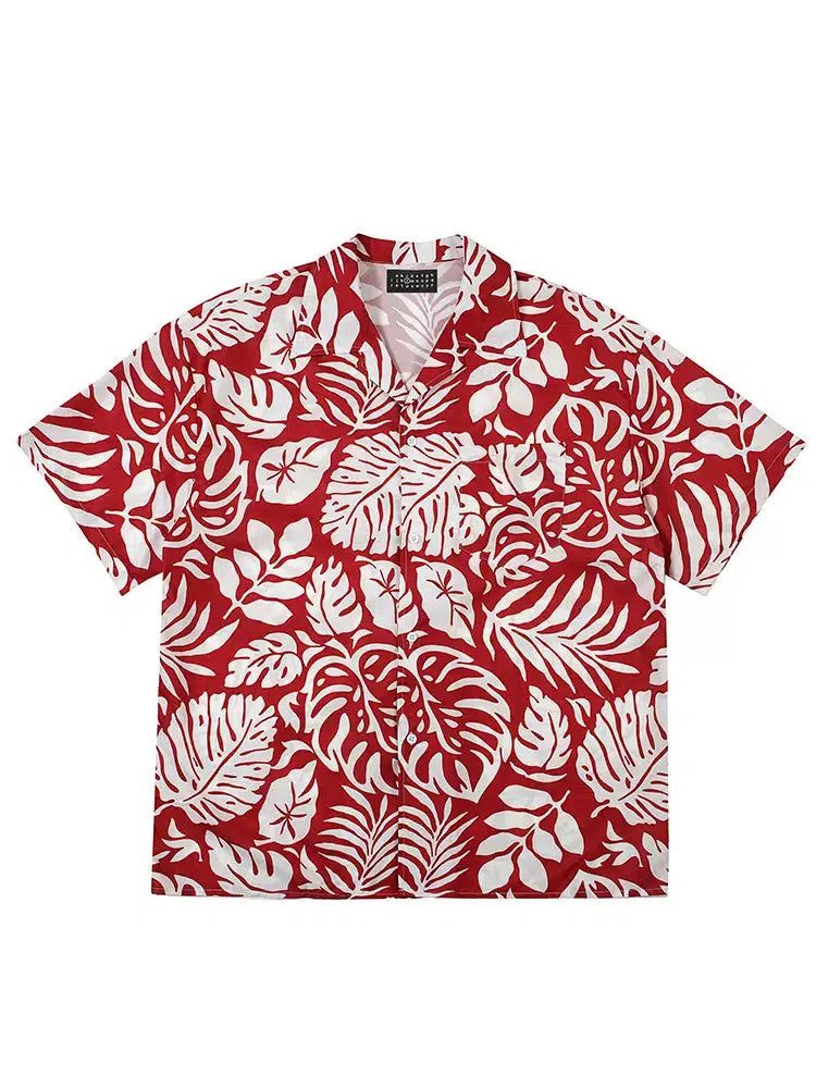 Paradise Leaf Print Short Sleeve Shirt