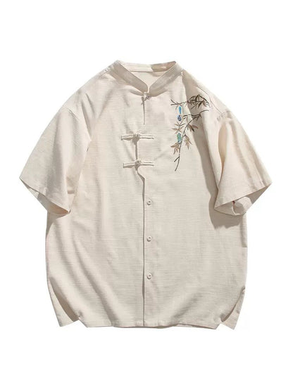 Casual Bamboo Embroidery Shirt