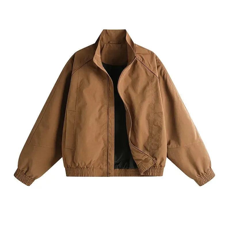 Stand Collar Ruched Hem Jacket