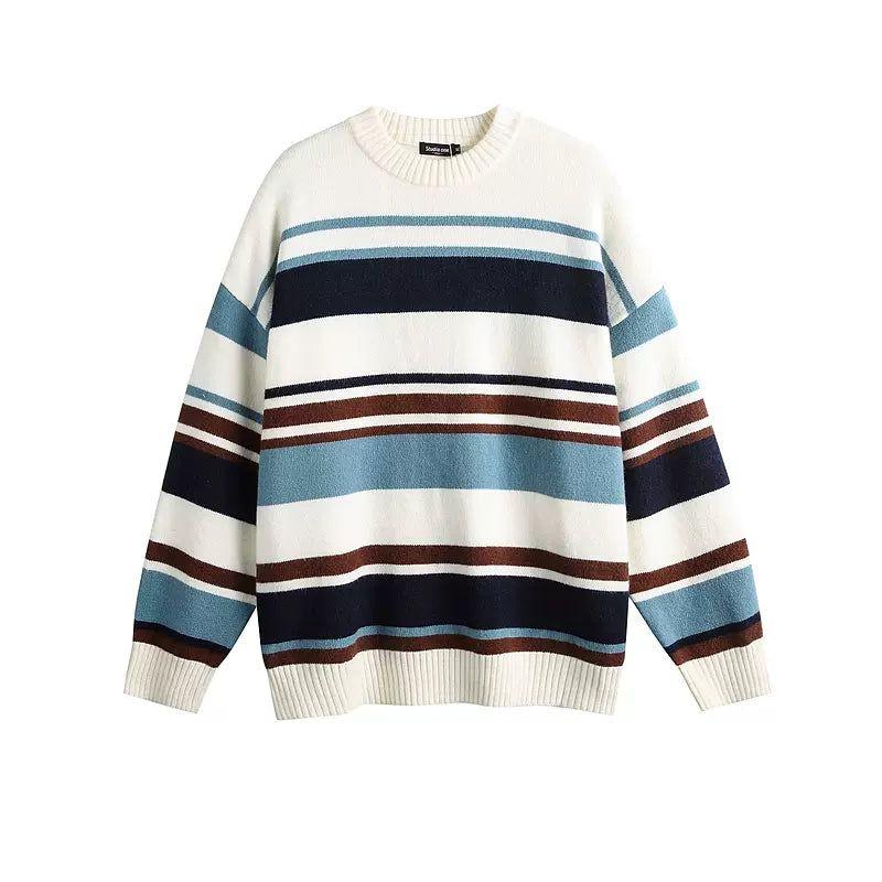 Contrast Color Ribbed Hem Sweater