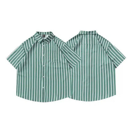 Vertical Stripes Short Sleeve Shirt