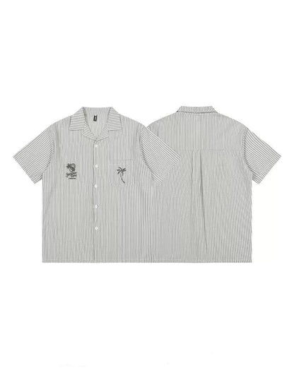 Coconut Tree Stripes Short Sleeve Shirt