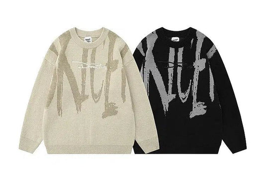 Lettered Contrast Sweater