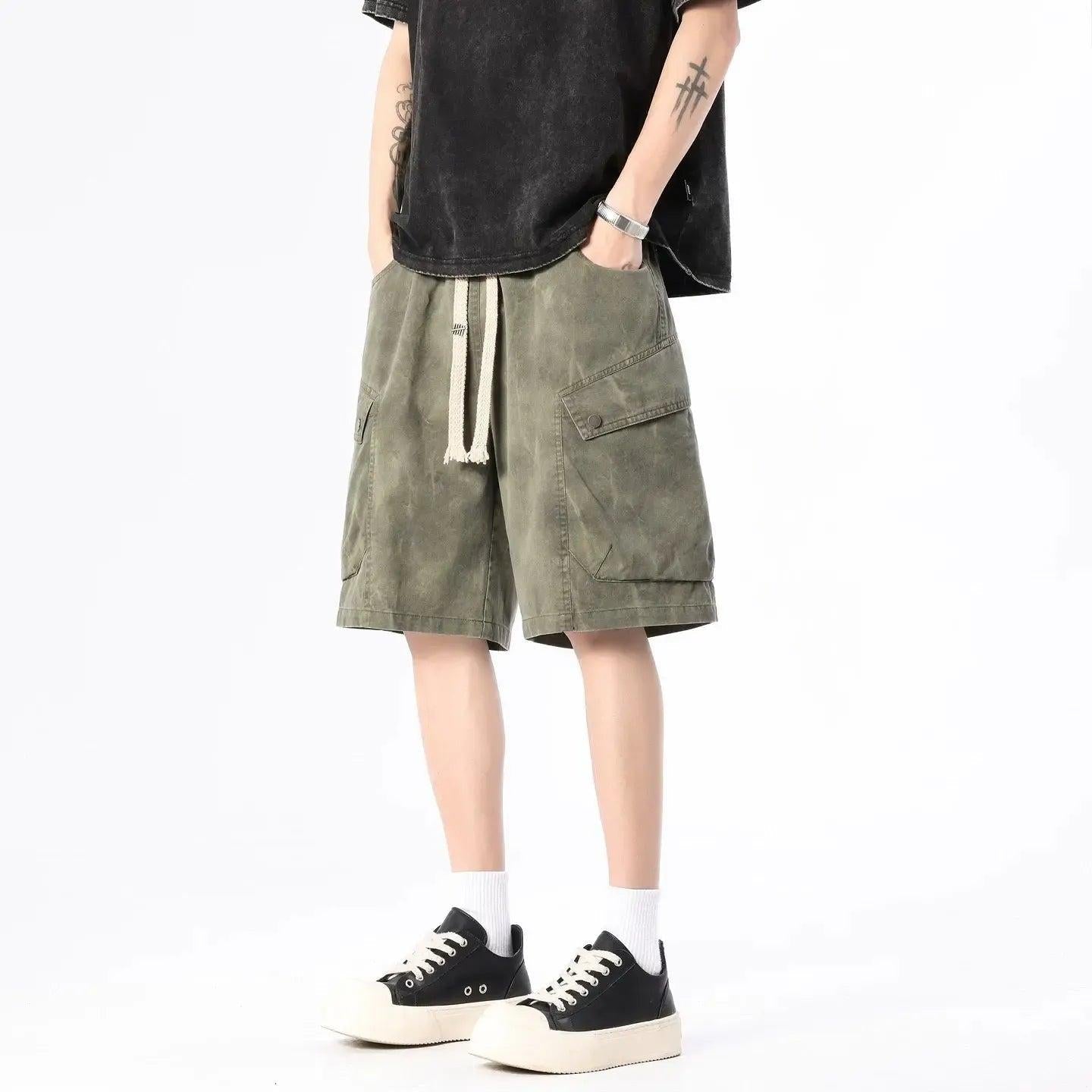 Wide Leg Utility Cargo Shorts