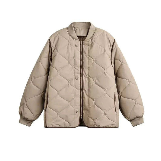 Ribbed Hem Quilted Pattern Jacket