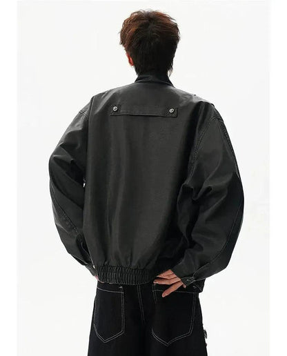 Structured Strapped Stand Collar Jacket