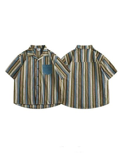 Patched Pocket Stripes Short Sleeve Shirt
