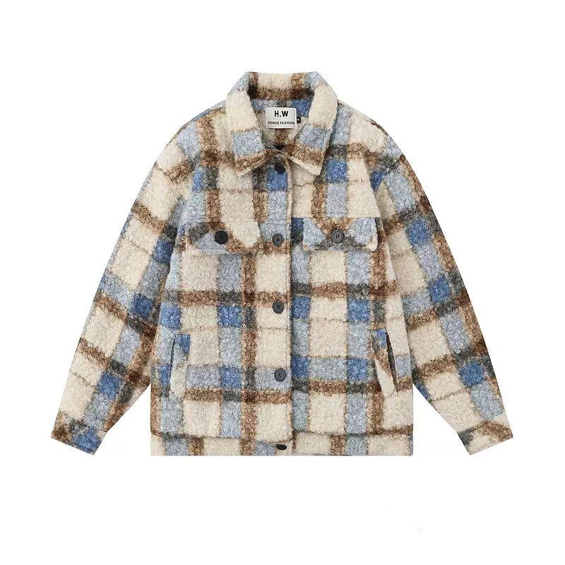 Fuzzy Checked Pattern Jacket