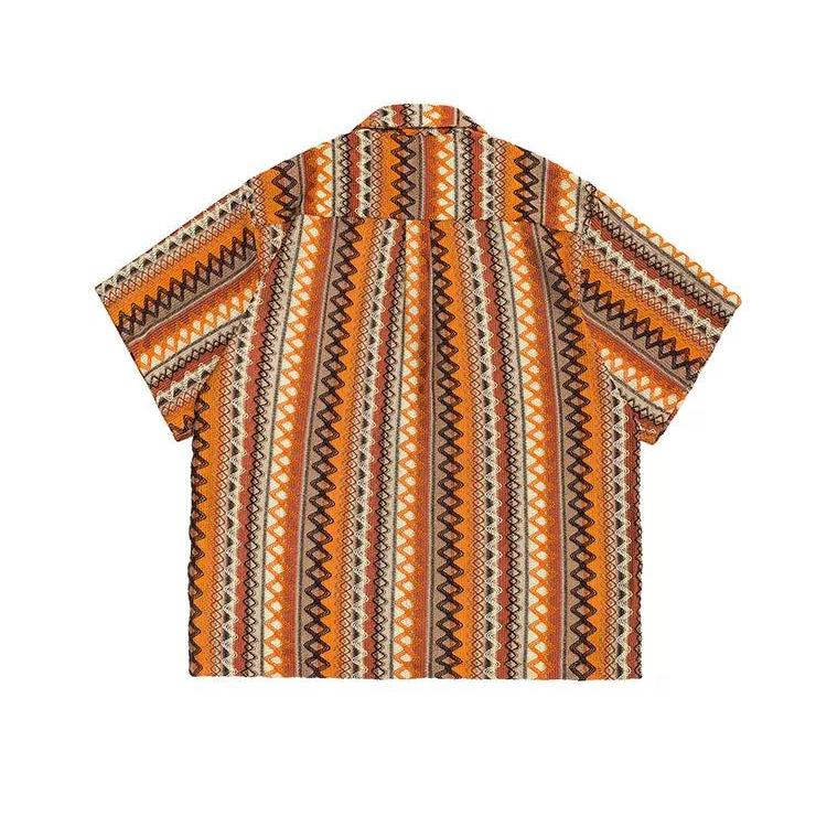 Ethnic Style Hollow Woven Short Sleeve Shirt