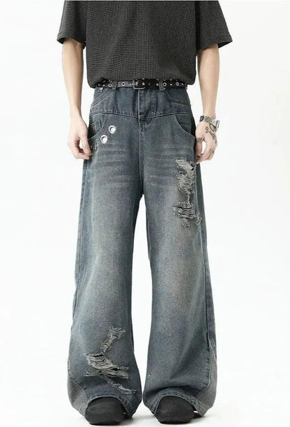 Metallic Hole Ripped Jeans