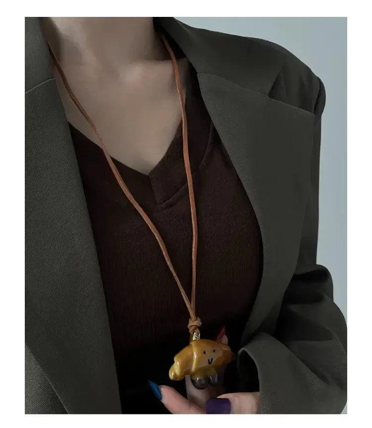 Pretzel and Croissant Pendant Necklace