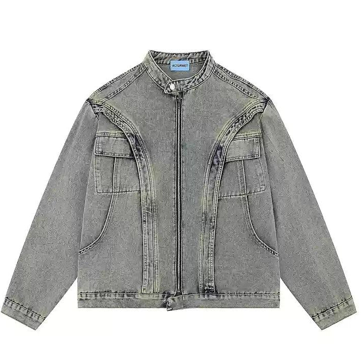 Washed Cut Structured Short Denim Jacket