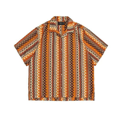 Ethnic Style Hollow Woven Short Sleeve Shirt