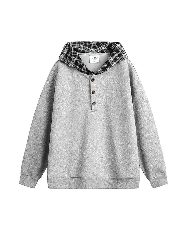 Casual Spliced Plaid Hoodie