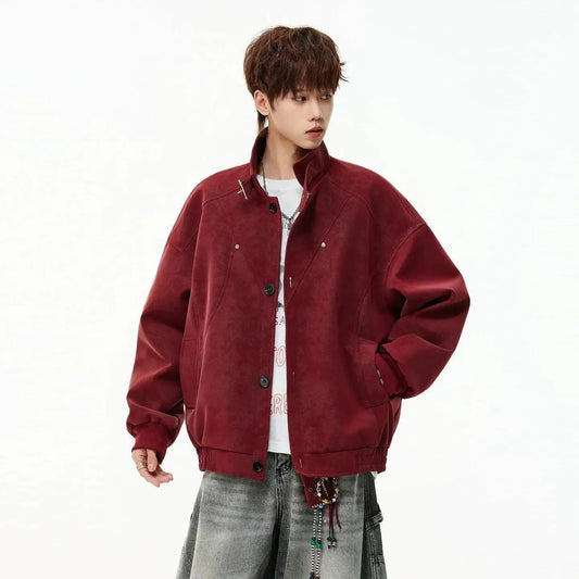 Buckled Neck Strap Micro Suede Jacket