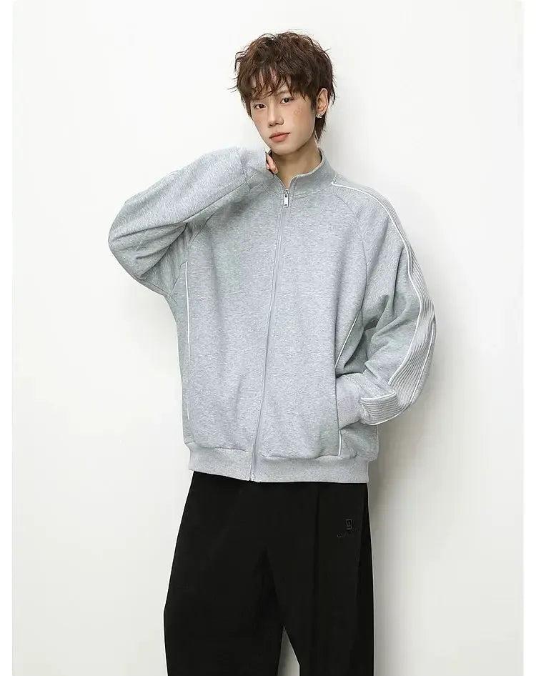 Colorblock Stand Collar Zip Jacket