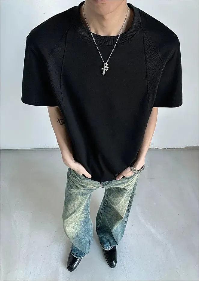 Spliced Panel Crewneck T-Shirt