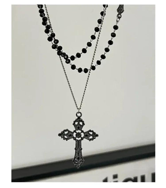 Goth Cross Layered Necklace