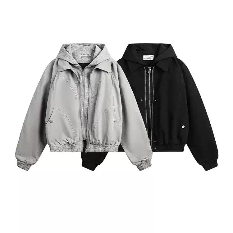 Two-Piece Spliced Hooded Jacket