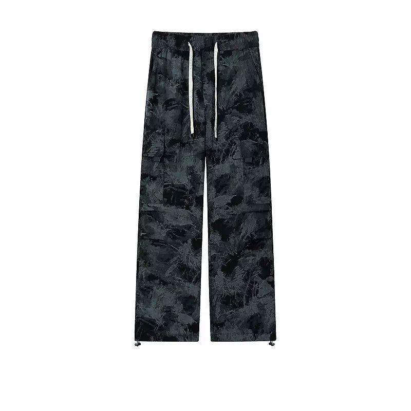 Drawstring Graffiti Camo Cargo Pants