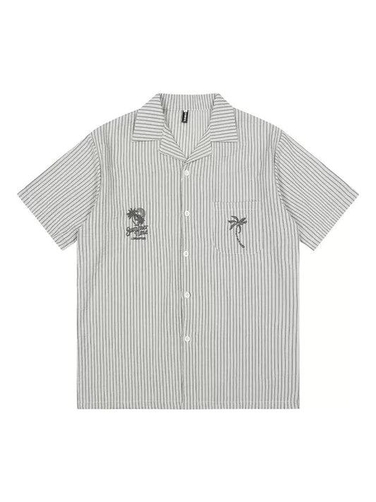 Coconut Tree Stripes Short Sleeve Shirt