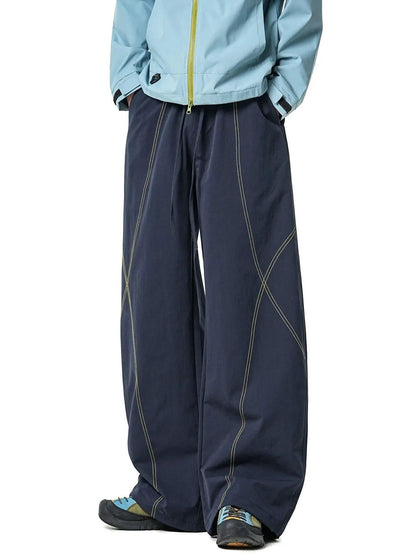 Contrast Stitched Wide Leg Pants