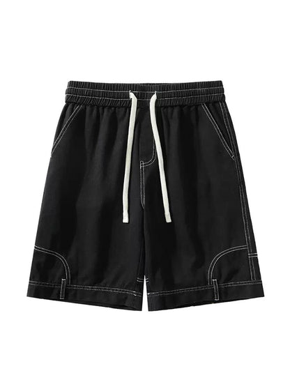 Drawstring Inverted Pocket Denim Shorts