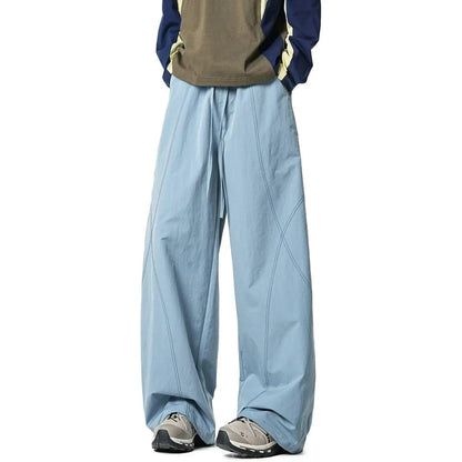 Contrast Stitched Wide Leg Pants