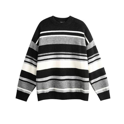 Contrast Color Ribbed Hem Sweater