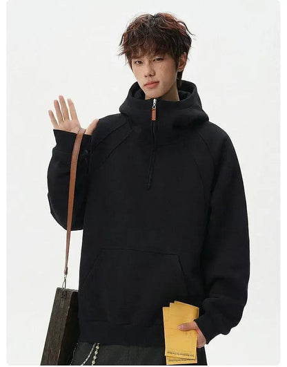 Kangaroo-Pocket Half-Zip Hoodie